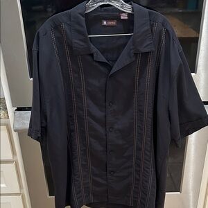 Centro Men's Black with Vertical Stripes Lightweight Shirt